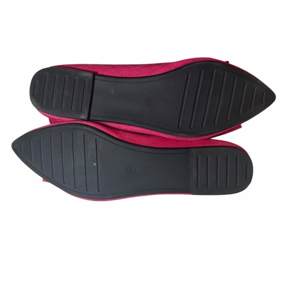 Pink Faux Suede Ballet Flats Bow Pointed Toe Slip Ons Women 8.5 - Picture 7 of 7